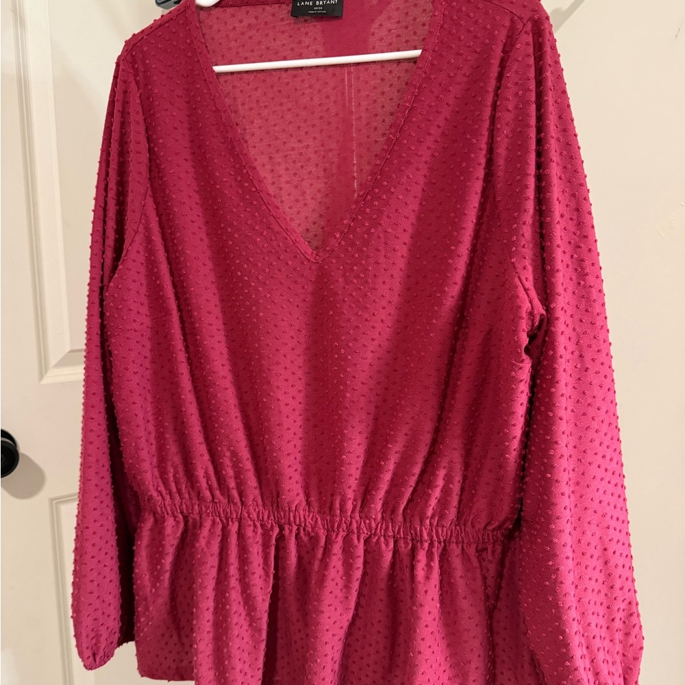Lane Bryant Raspberry Textured Peplum Blouse